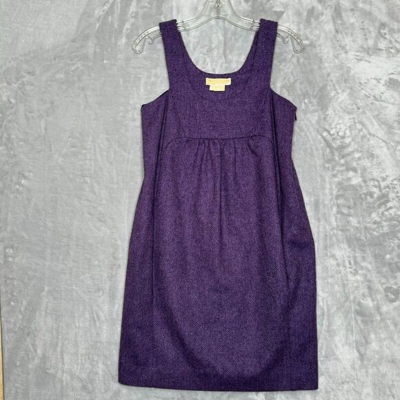 Michael Kors Made In Italy Dress Womens 6 Purple Violet Wool Herringbone Jumper - Picture 1 of 14